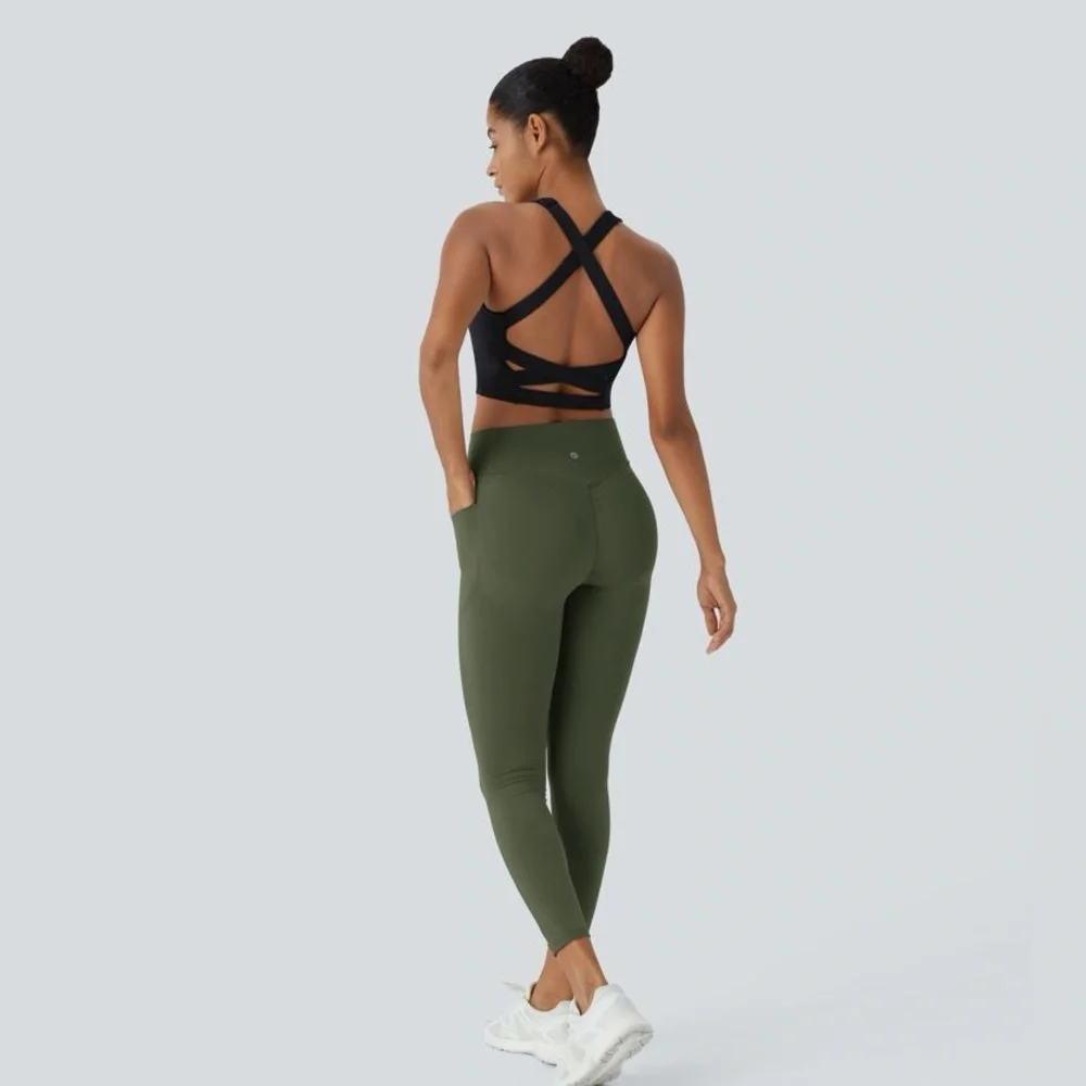 HALARA Full Length Green SoCinched High Waisted Scrunch Butt Lifting Leggings - Picture 6 of 15